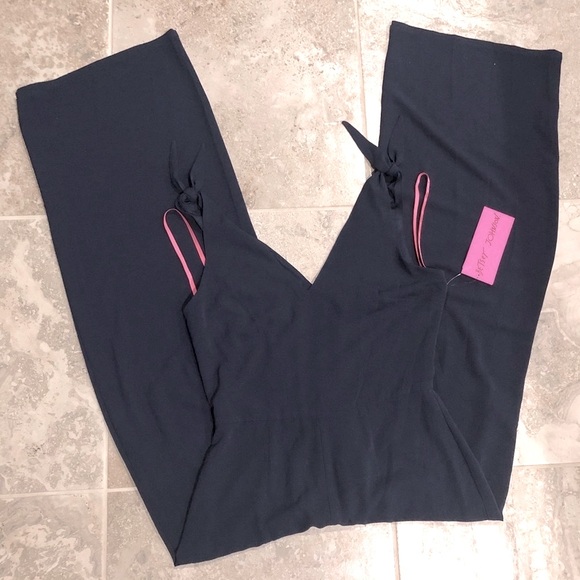 Betsey Johnson Navy Seals Tie Shoulder Wide Leg Jumpsuit Size 8 New w/Tag $128 - Picture 6 of 8